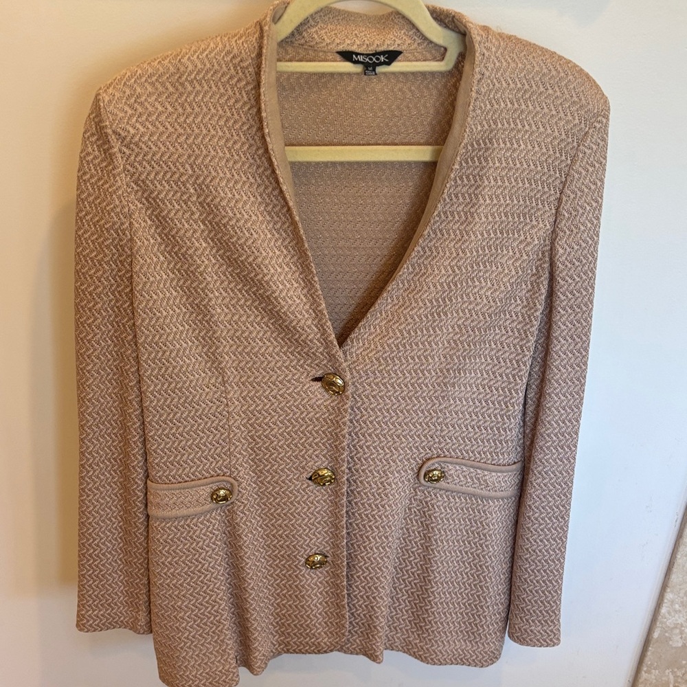 Misook Women's Beige Blazer with Gold Buttons